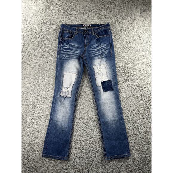 What About Me Jeans Juniors‎ 9/10 Mid Rise Patchwork Denim Pants - Picture 1 of 7